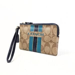 Pre-owned COACH Signature Canvas Stripe Wallet Pouch